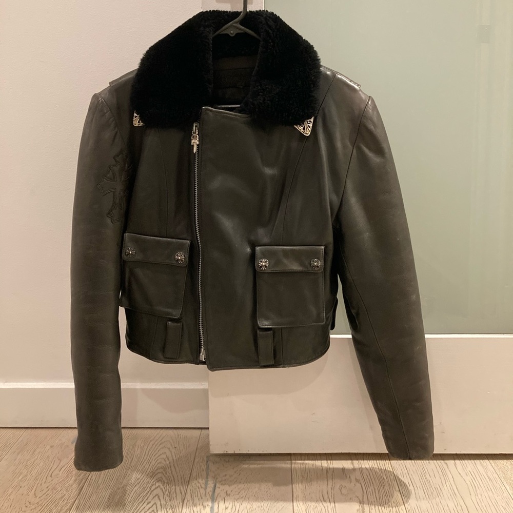 Chrome Hearts Leather Jacket with Fur